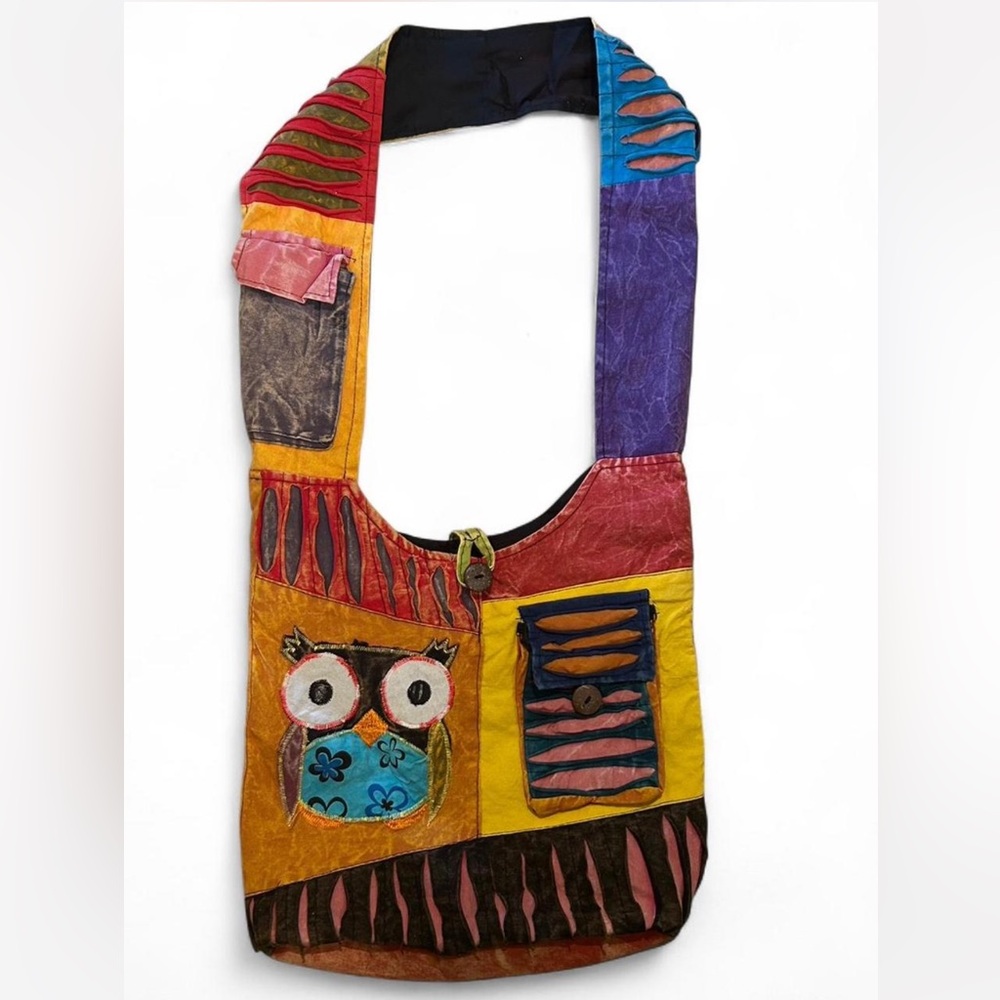 Colorful Owl Patchwork Shoulder Bag